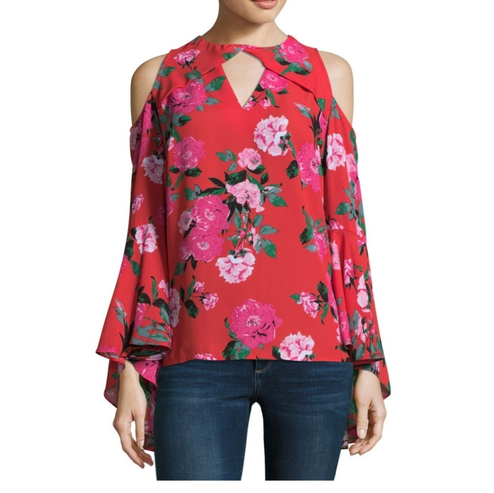 Red floral top